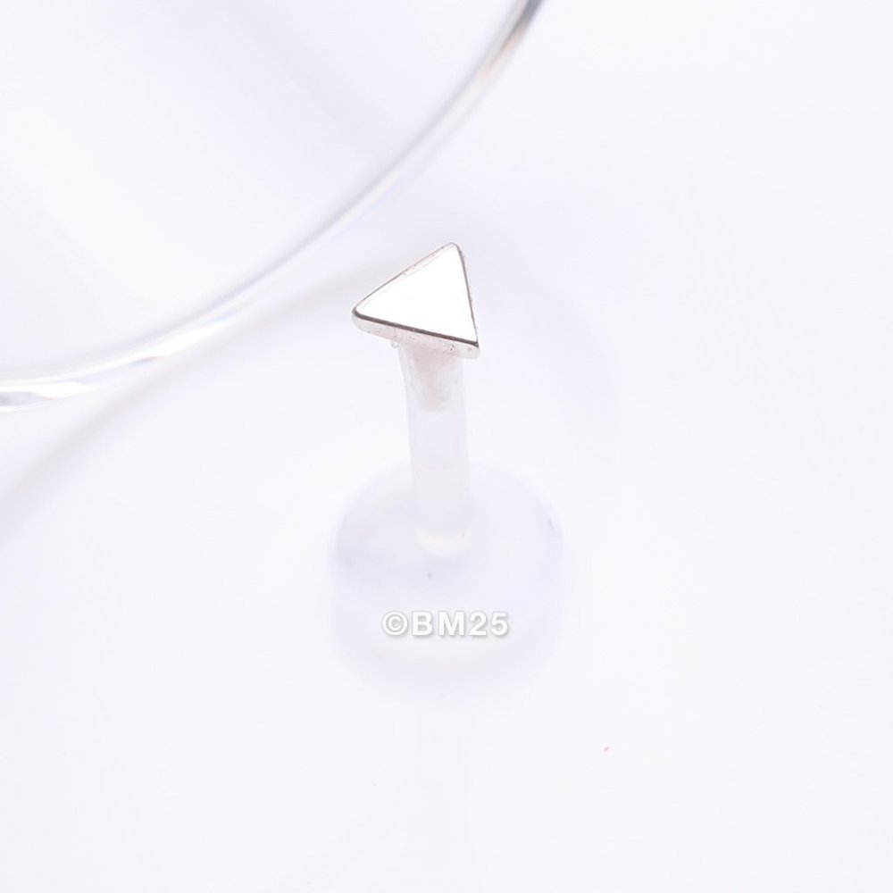 14 Karat White Gold Triangle Plate Top Bio-Flex Labret